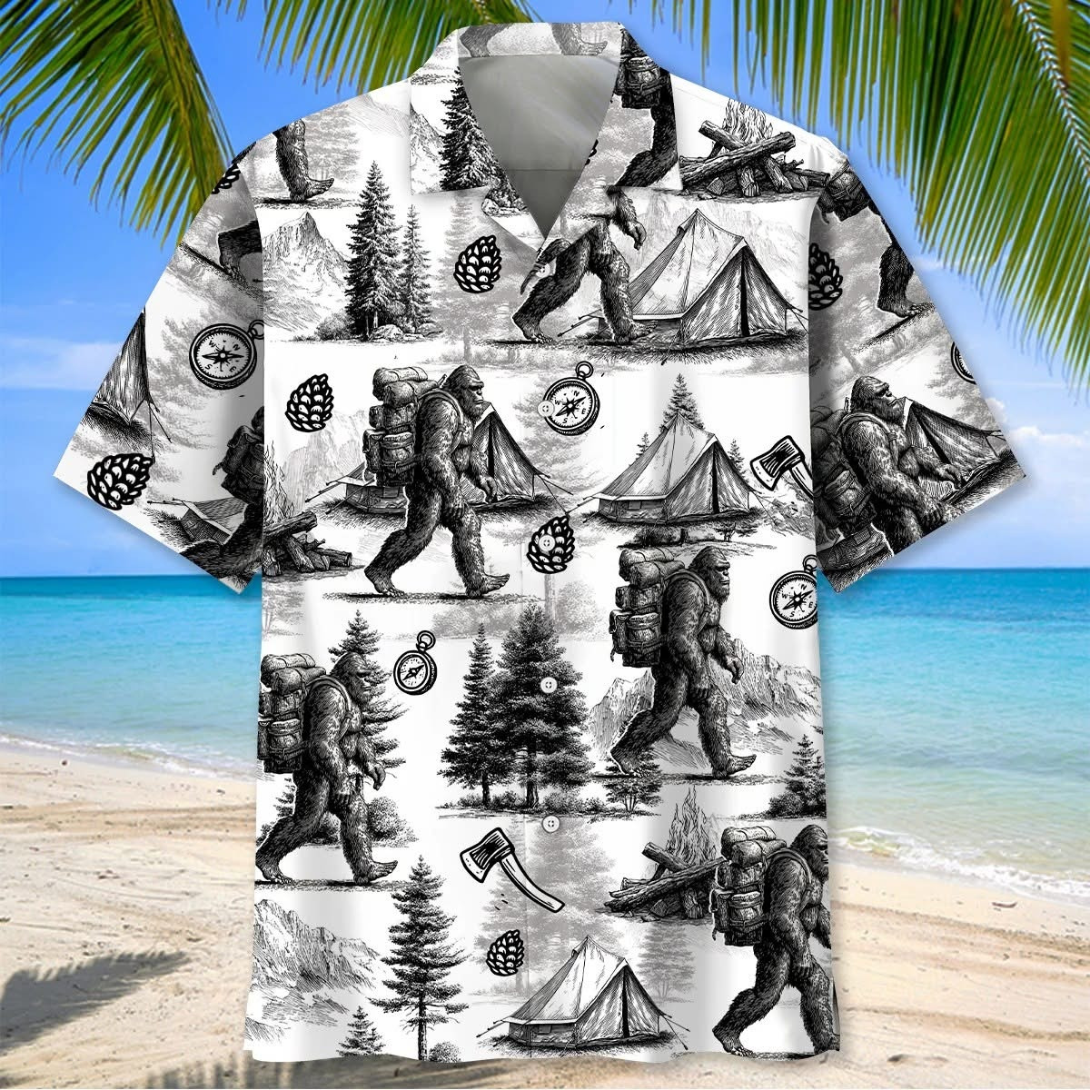 Vintage Bigfoot Go Camping Hawaiian Shirt Tropical Beach Aloha Shirt Summer Gift For Men – Blissandwear
